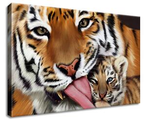 Obraz na plátně Tygr a tygřík Rozměry: 30 x 20 cm