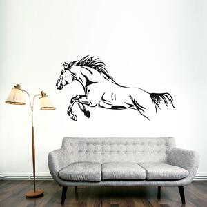 Samolepka na zeď - Skákající kůň (95x63 cm)