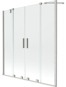 Mexen Velar Duo, 2-křídlová posuvná vanová zástěna 150 x 150 cm, 8mm čiré sklo, broušená ocel, 896-150-000-02-97