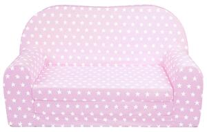 Svět pokojů Dětská sedací rozkládací pohovka 100 cm růžová - bílé hvězdy