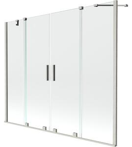 Mexen Velar Duo, 2-křídlová posuvná vanová zástěna 180 x 150 cm, 8mm čiré sklo, broušená ocel, 896-180-000-02-97