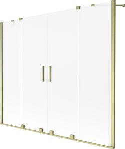 Mexen, Mexen Velar Duo parawan nawannowy 2-skrzydłowy rozsuwany 170 x 150 cm, szron, złoty szczotkowany - 896-170-000-32-55