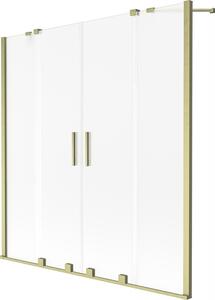 Mexen, Mexen Velar Duo parawan nawannowy 2-skrzydłowy rozsuwany 140 x 150 cm, szron, złoty szczotkowany - 896-140-000-32-55