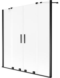 Mexen Velar Duo, 2-křídlová posuvná vanová zástěna 150 x 150 cm, 8mm sklo námraza, černá matná, 896-150-000-32-70