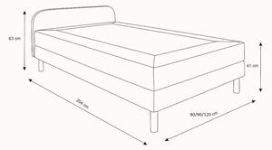 Jednolůžková postel s kovovými nožkami HENRYK COMFORT 2 - 120x200, hnědá