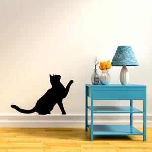 Samolepka na zeď - Sedící kočka (60x38 cm)