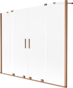 Mexen, Mexen Velar Duo parawan nawannowy 2-skrzydłowy rozsuwany 170 x 150 cm, szron, miedź szczotkowana - 896-170-000-32-65