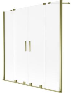 Mexen, Mexen Velar Duo parawan nawannowy 2-skrzydłowy rozsuwany 140 x 150 cm, szron, złoty - 896-140-000-32-50