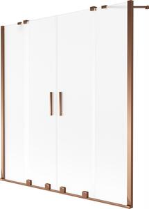 Mexen, Mexen Velar Duo parawan nawannowy 2-skrzydłowy rozsuwany 160 x 150 cm, szron, różowe złoto - 896-160-000-32-60