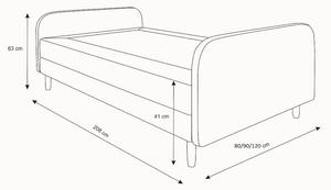 Jednolůžková postel s kovovými nožkami HENRYK COMFORT 3 - 90x200, antracitová