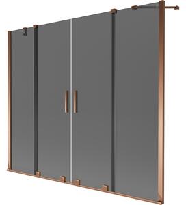 Mexen Velar Duo, 2-křídlová posuvná vanová zástěna 170 x 150 cm, 8mm šedé sklo, růžové zlato, 896-170-000-42-60