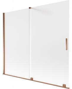 Mexen Velar, 2-křídlová posuvná vanová zástěna 180 x 150 cm, 8mm sklo námraza, růžové zlato, 896-180-000-31-60