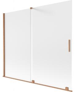 Mexen Velar, 2-křídlová posuvná vanová zástěna 180 x 150 cm, 8mm sklo námraza, měděná matná, 896-180-000-31-65