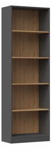 Úzká knihovna RAUNO - 60 cm, dub artisan / antracitová