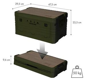NCB4002 ZELENÝ SKLÁDACÍ BOX S VÍKEM A DŘEVĚNOU DESKOU 2V1 32L NILS CAMP