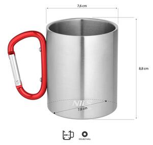 NC17110 ČERVENÝ KEMPIGOVÝ HRNEK 300ML S KARABINOU NILS CAMP