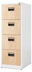 Plechová kartotéka, 4 zásuvky SARA V4, 460 x 1320 x 620 mm, Eco Design: bílá/ dub sonoma