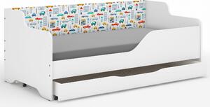 Dětská postel LOLA - AUTÍČKA 160x80 cm - grafika na bočnici