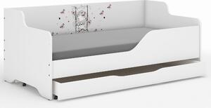 Dětská postel LOLA - DÍVKA NA HOUPAČCE 160x80 cm - grafika na bočnici