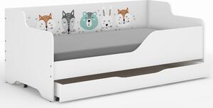 Dětská postel LOLA - SPÍCÍ ZVÍŘÁTKA 160x80 cm - grafika na bočnici