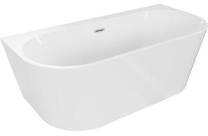 Mexen Oval+, volně stojící vana ke stěně 170 x 80 cm, bílá lesklá, broušená ocel, 52681708000-97