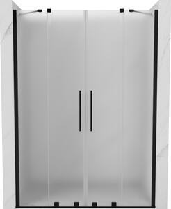 Mexen Velar Duo, posuvné sprchové dveře do otvoru 140 cm, 8mm sklo námraza, černá matná, 871-140-000-32-70