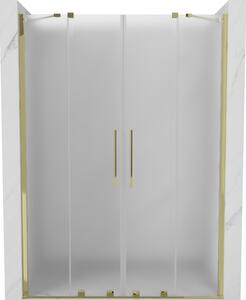 Mexen Velar Duo, posuvné sprchové dveře do otvoru 140 cm, 8mm sklo námraza, zlatá lesklá, 871-140-000-32-50