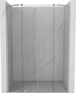 Mexen Velar Duo, posuvné sprchové dveře do otvoru 140 cm, 8mm čiré sklo, broušená ocel, 871-140-000-02-97