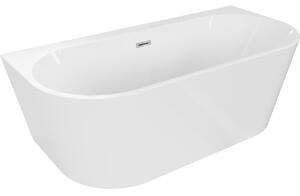 Mexen Oval+, volně stojící vana ke stěně 170 x 80 cm, bílá lesklá, chromový přepad, 52681708000-01
