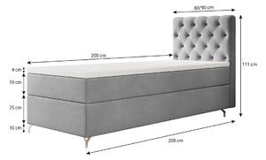 Čalouněná postel 80x200 ADRIA - světle šedá