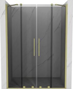 Mexen Velar Duo, posuvné sprchové dveře do otvoru 140 cm, 8mm šedé sklo, zlatá matná, 871-140-000-42-55