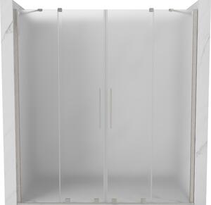 Mexen Velar Duo, posuvné sprchové dveře do otvoru 170 cm, 8mm sklo námraza, broušená ocel, 871-170-000-32-97