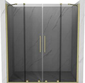 Mexen Velar Duo, posuvné sprchové dveře do otvoru 170 cm, 8mm šedé sklo, zlatá matná, 871-170-000-42-55