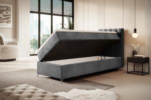 Čalouněná postel 90x200 ADRIA COMFORT s úložným prostorem - pravá, šedá