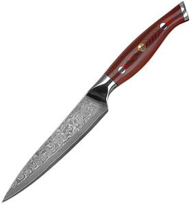 KnifeBoss víceúčelový damaškový nůž Utility 5" (127 mm) Black & Red VG-10