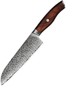 KnifeBoss kuchařský damaškový nůž Santoku 8" (205 mm) Rose wood VG-10