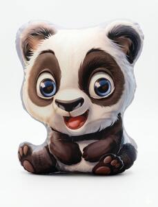 3D tvarovaný polštář „Veselá Panda“ – hebký velur, výška 38 cm