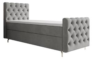 Čalouněná postel 90x200 ADRIA PLUS s úložným prostorem - pravá, světle šedá