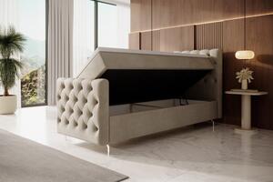 Čalouněná postel 80x200 ADRIA PLUS s úložným prostorem - pravá, béžová