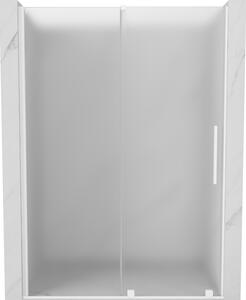 Mexen Velar, posuvné sprchové dveře do otvoru 130 cm, 8mm sklo námraza, bílá matná, 871-130-000-31-20
