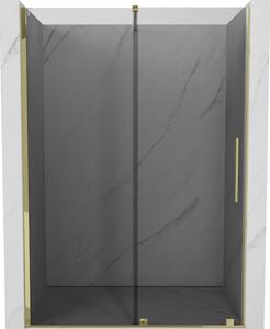 Mexen Velar, posuvné sprchové dveře do otvoru 140 cm, 8mm šedé sklo, zlatá lesklá, 871-140-000-41-50