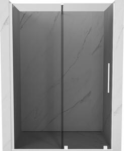 Mexen Velar, posuvné sprchové dveře do otvoru 130 cm, 8mm šedé sklo, bílá matná, 871-130-000-41-20