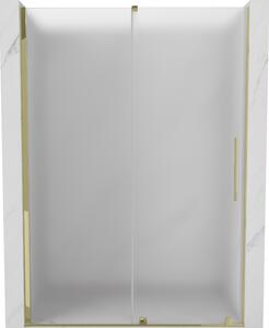 Mexen Velar, posuvné sprchové dveře do otvoru 130 cm, 8mm sklo námraza, zlatá lesklá, 871-130-000-31-50