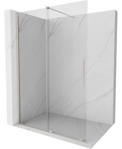 Mexen Velar, sprchová zástěna s posuvnými dveřmi Walk-in 130 x 200 cm, 8mm čiré sklo, broušená ocel, 871-130-000-03-97