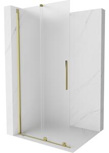 Mexen Velar, sprchová zástěna s posuvnými dveřmi Walk-in 120 x 200 cm, 8mm sklo námraza, zlatá lesklá, 871-120-000-33-50