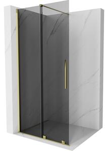 Mexen Velar, sprchová zástěna s posuvnými dveřmi Walk-in 100 x 200 cm, 8mm šedé sklo, zlatá lesklá, 871-100-000-43-50