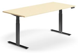 AJ Produkty Výškově nastavitelný stůl QBUS, 1800x800 mm, černá podnož, bříza