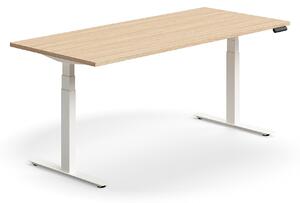 AJ Produkty Výškově nastavitelný stůl QBUS, 1800x800 mm, bílá podnož, dub