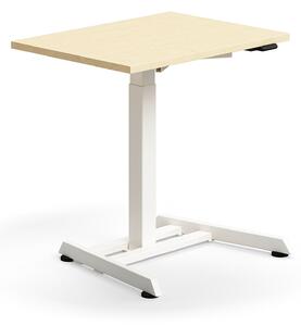 AJ Produkty Výškově nastavitelný stůl QBUS, 800x600 mm, bílá podnož, bříza