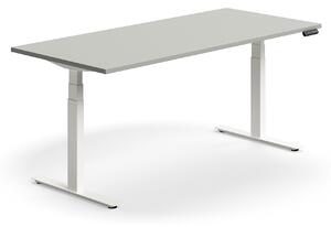 AJ Produkty Výškově nastavitelný stůl QBUS, 1800x800 mm, bílá podnož, světle šedá